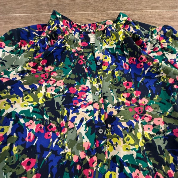 J. Crew Factory Women's Popover Floral Blouse, Multicolor, Polyester, Size Small - Picture 3 of 12